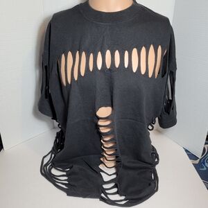 Vintage Slashed Cutout Oversized T-shirt OSFA Real 1980's Vintage